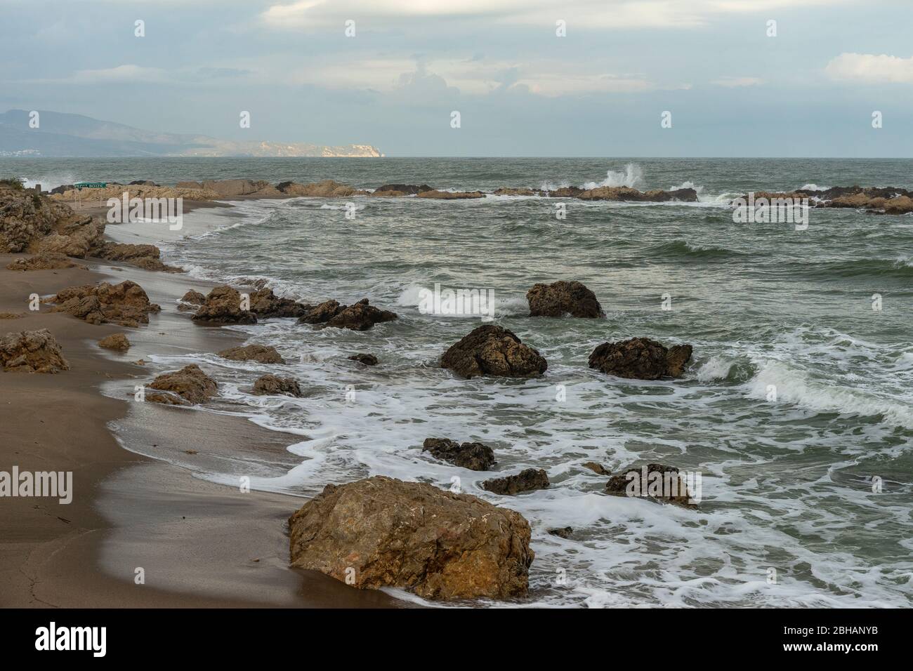 Europe, Espagne, Catalogne, Costa Brava, l'Escala, Musclères Petites sur la plage d'Empúries Banque D'Images