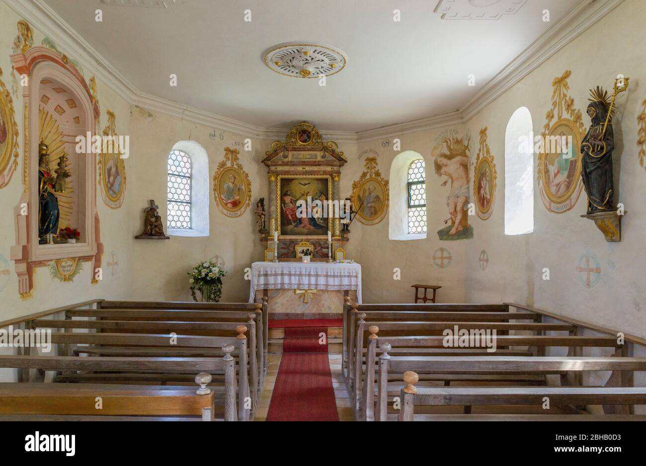 Allemagne, Bade-Wurtemberg, Hettingen, Chapelle de Sebastian de 1661, peintures murales de 1668 Banque D'Images