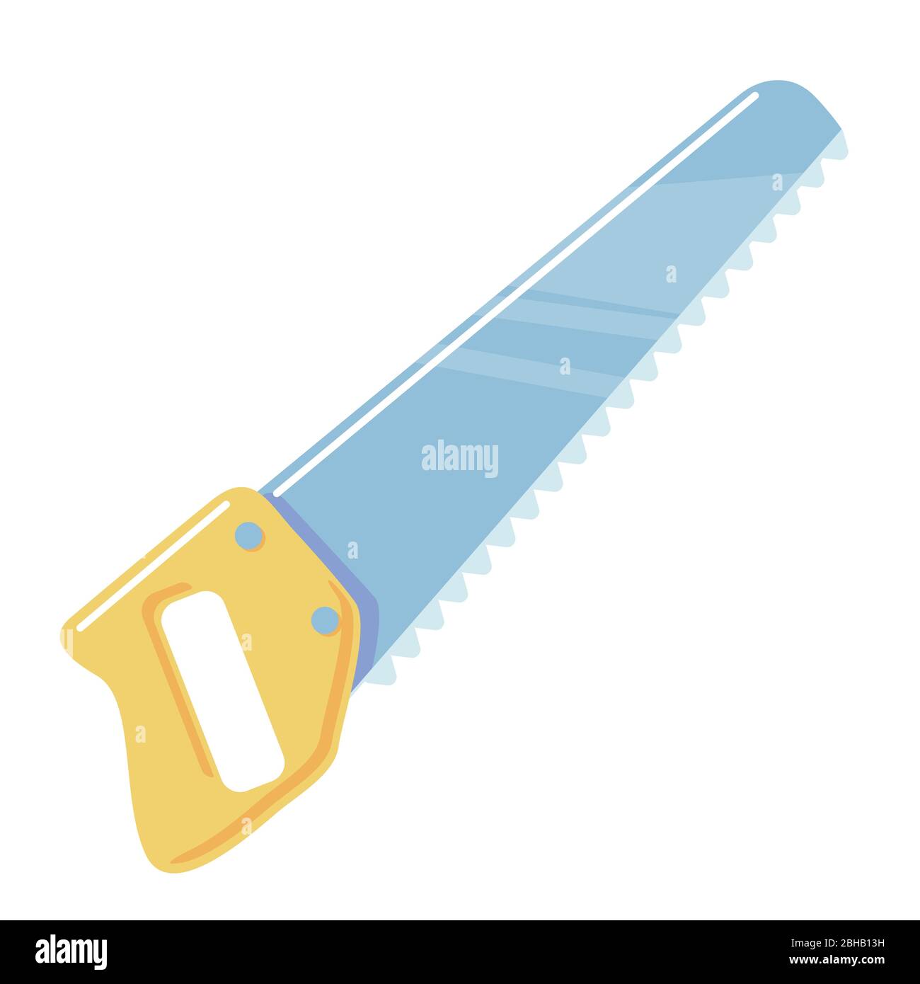 Icône de dessin animé. Scie à main plate sur fond blanc. Scie à métaux Vector objet isolé menuiserie outil clipart pour sciage du bois. Elément d'illustration simple. Illustration de Vecteur