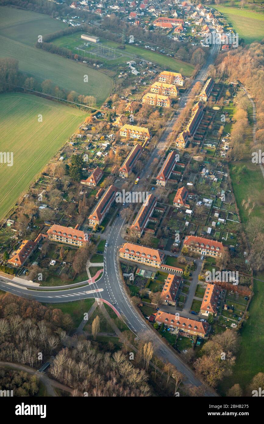 Exploitation minière Vogelsang, colonie de Miners, Hamm, région de la Ruhr, Rhénanie-du-Nord-Westphalie, Allemagne Banque D'Images