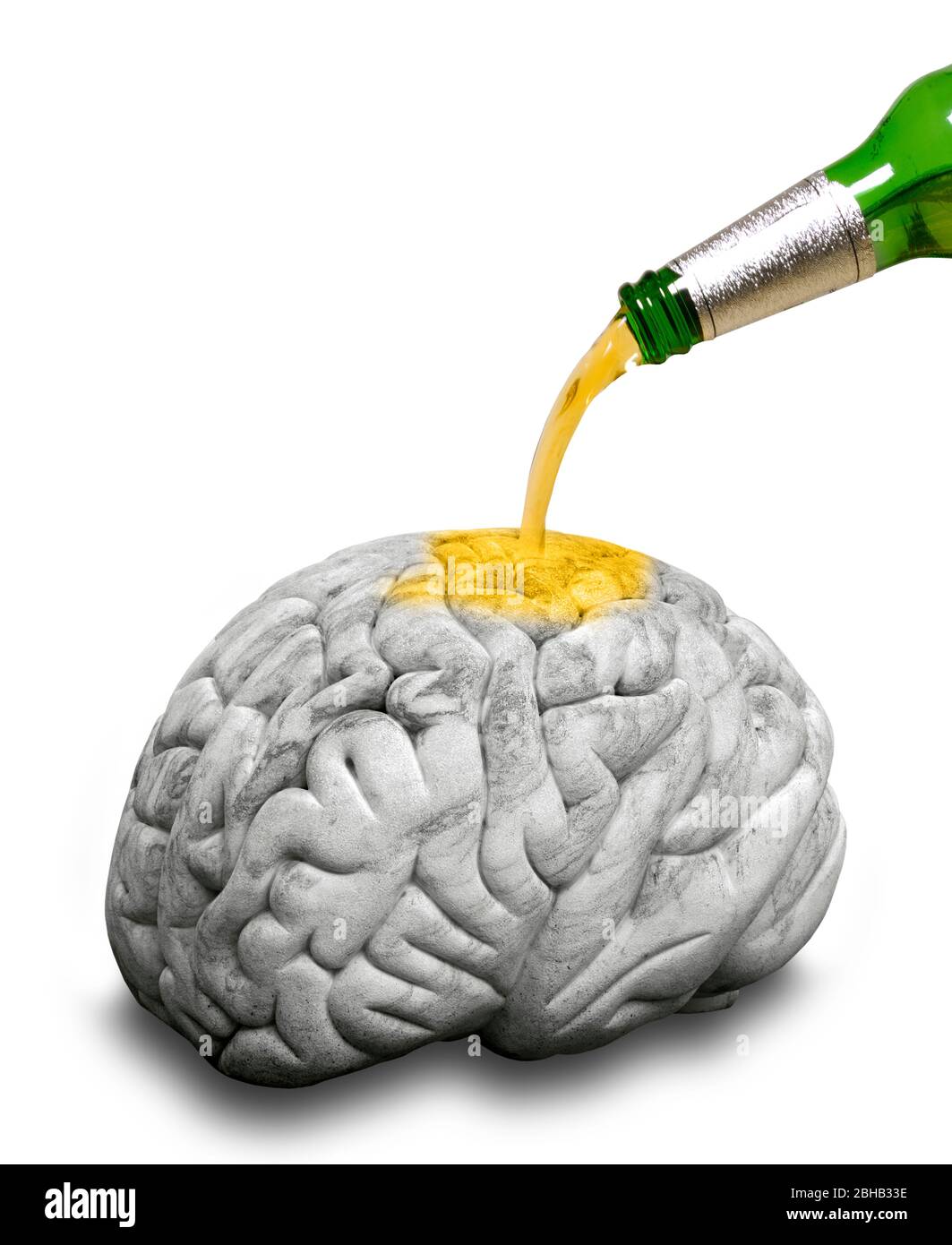 Effet de l'alcool sur le cerveau, image composite conceptuelle. Banque D'Images