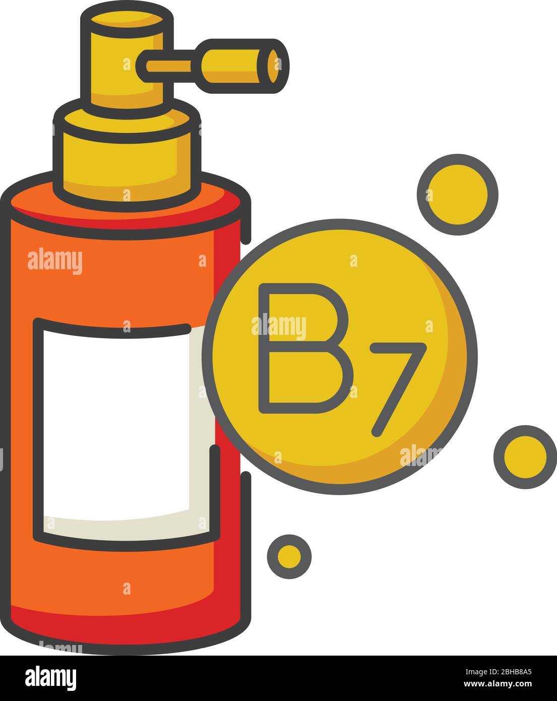 Biotine B7 sous forme liquide icône de couleur RVB. Après-shampooing avec de la vitamine. Shampooing pour l'alimentation. Brouillard et spray pour la coiffure. Produit chimique cosmétique pour Illustration de Vecteur
