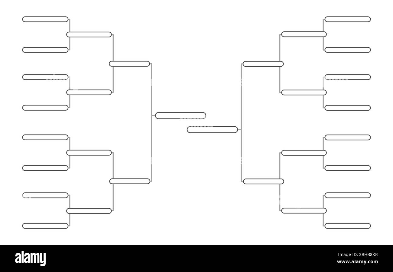 Modèle de support de tournoi simple pour 16 équipes sur fond blanc Illustration de Vecteur