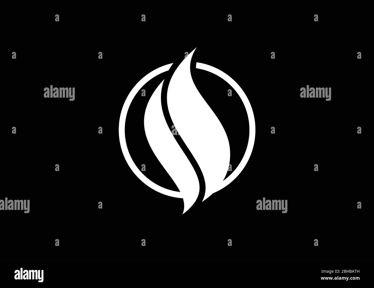 Logo flamme. Icône incendie, symbole de l'industrie pétrolière et gazière isolé sur fond noir Illustration de Vecteur