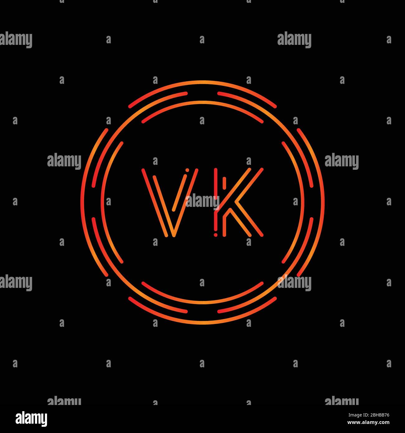 Creative Letter VK logo Creative Typographie Vector Template. Logo VK lettre abstraite numérique. Illustration de Vecteur