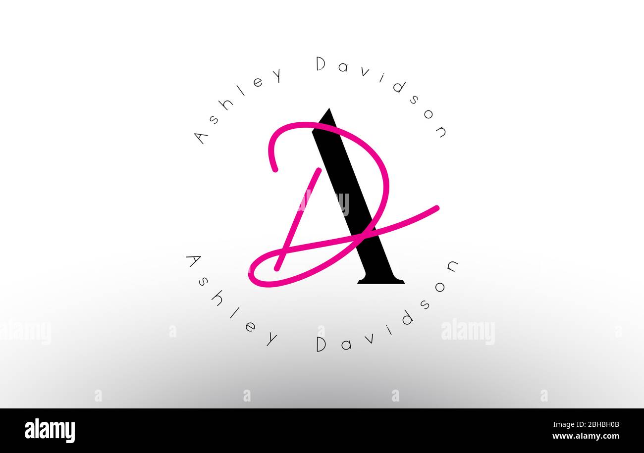 Lettre AD signature minimaliste monogramme vecteur logo. Icône AD simple avec motif de nom circulaire. Illustration vectorielle manuscrite créative avec lettre Illustration de Vecteur