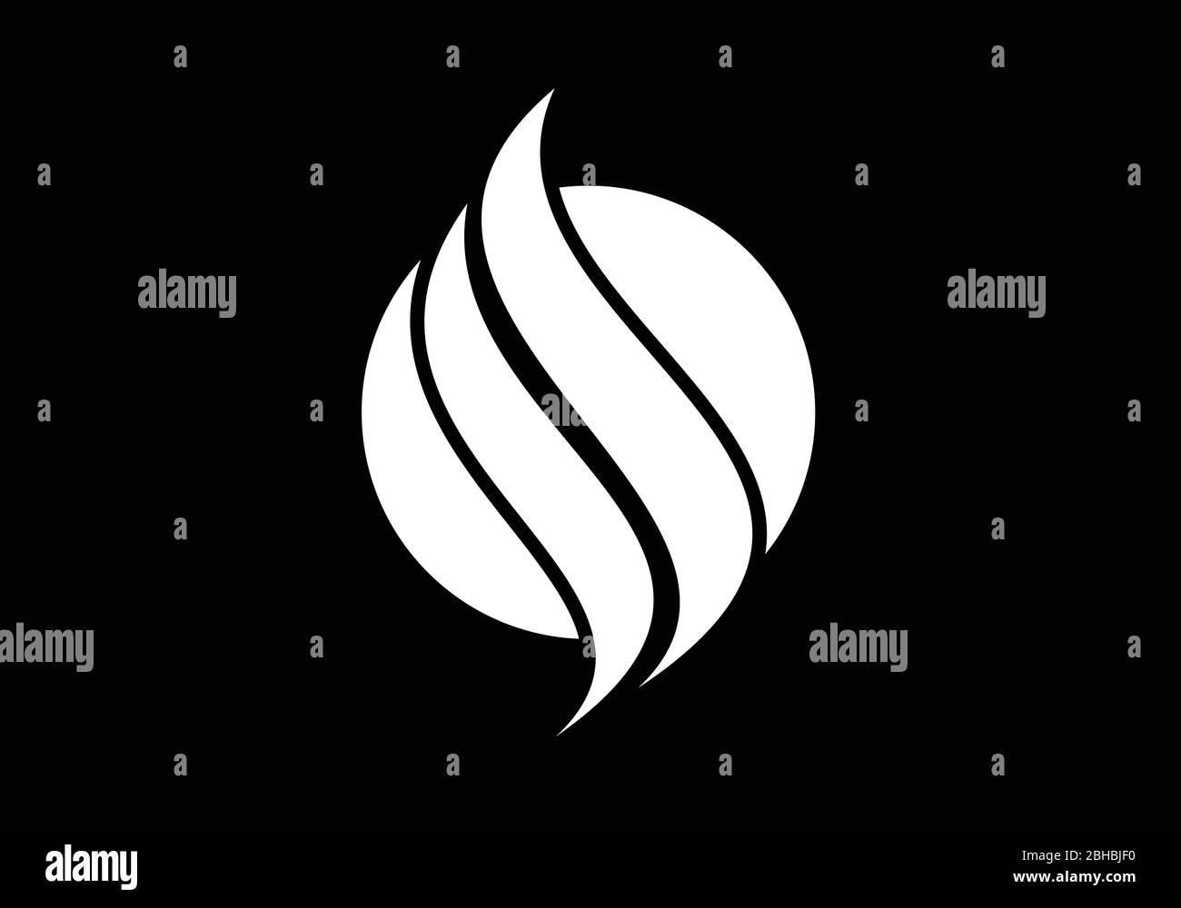 Logo flamme. Icône incendie, symbole de l'industrie pétrolière et gazière isolé sur fond noir Illustration de Vecteur