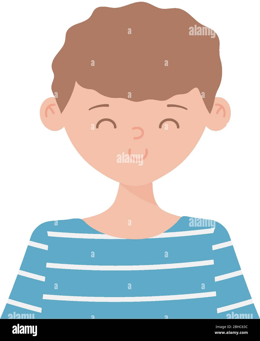 jeune homme souriant personnage de dessin animé portrait icône isolée ...