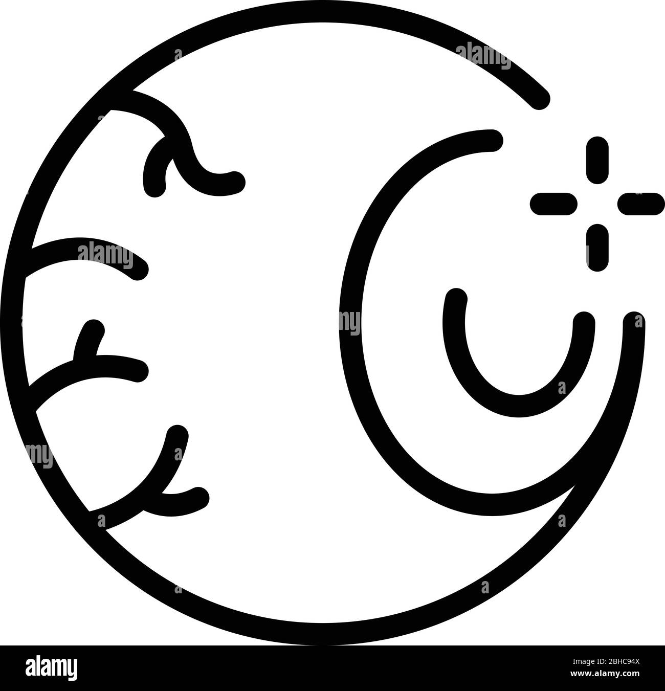 Boule à yeux avec icône de veines, style de contour Illustration de Vecteur