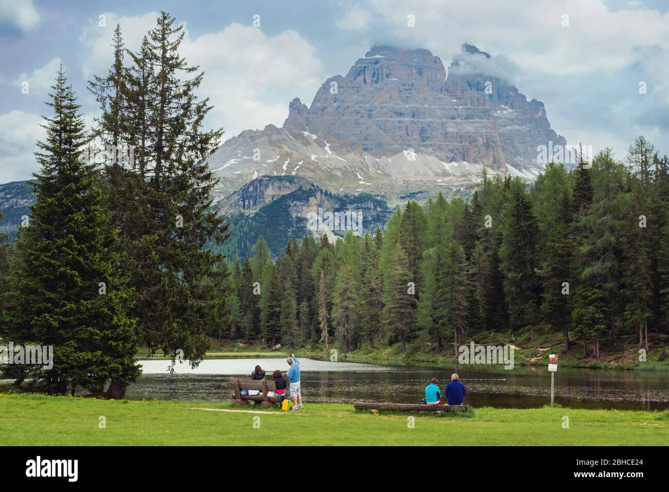 Lac Antorno, province de Belluno, Vénétie, Italie Banque D'Images