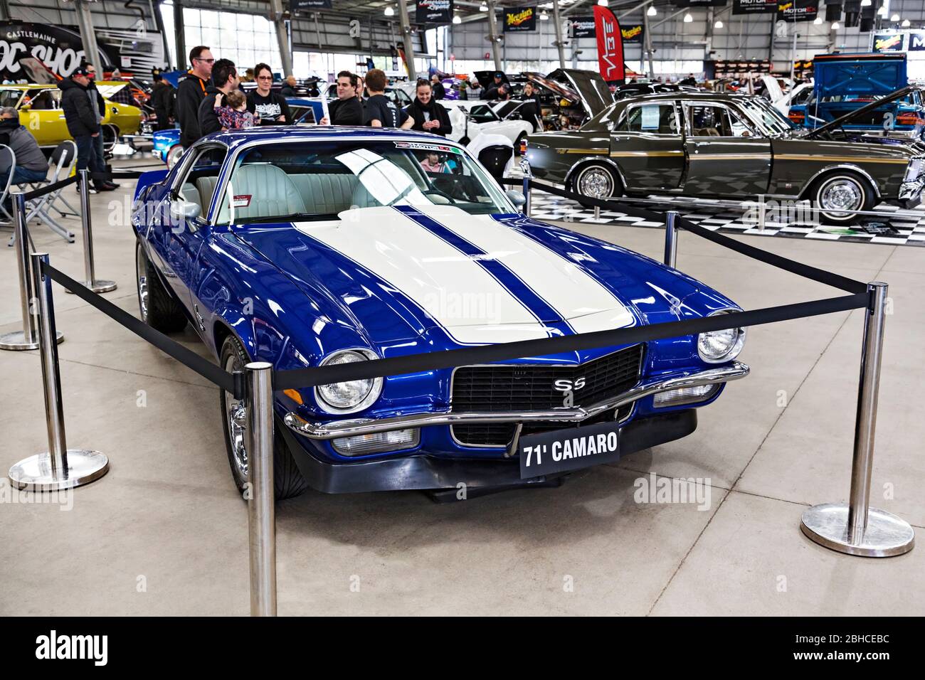 Automobiles / American Made 1971 General Motors Chevrolet SS Comaro coupé affiché au salon automobile de Melbourne Victoria Australie. Banque D'Images