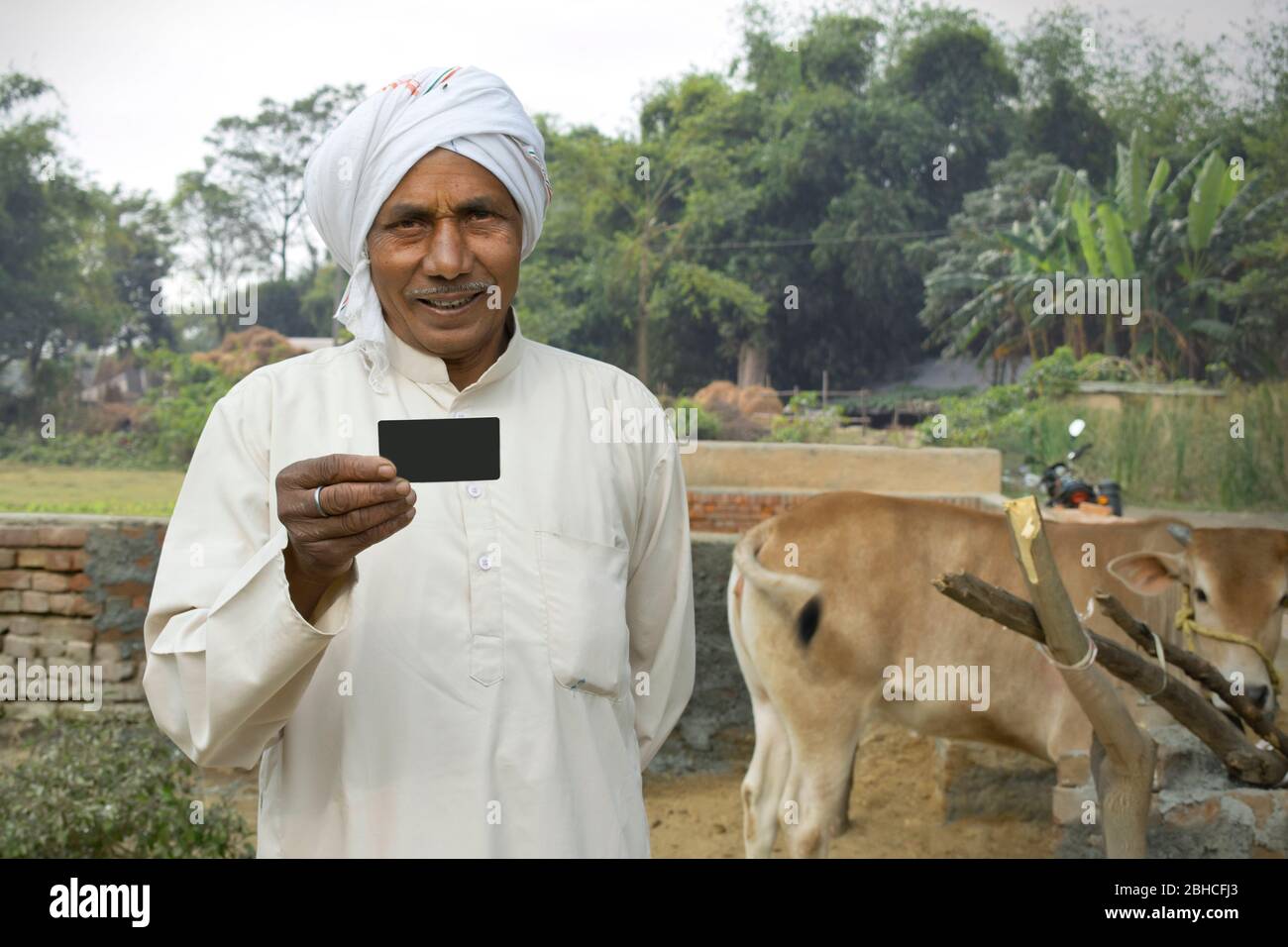 Portrait de la carte de retenue de fermier indien Banque D'Images