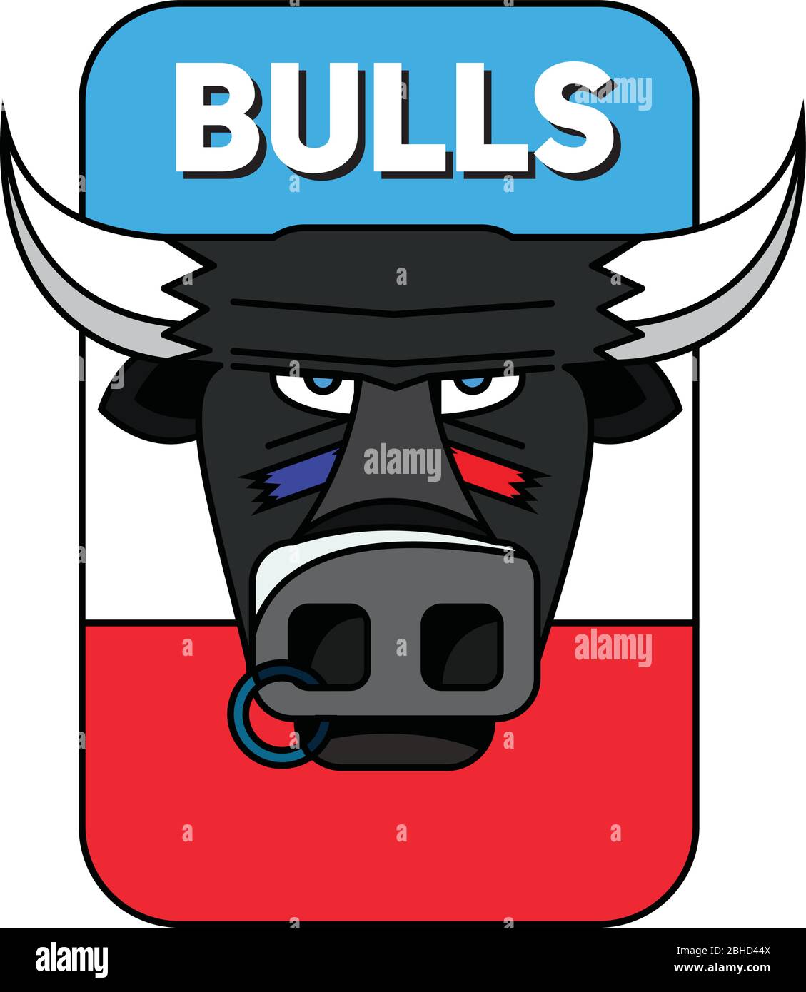 Logo d'une équipe de sport. un taureau avec une bague de nez. Illustration de Vecteur