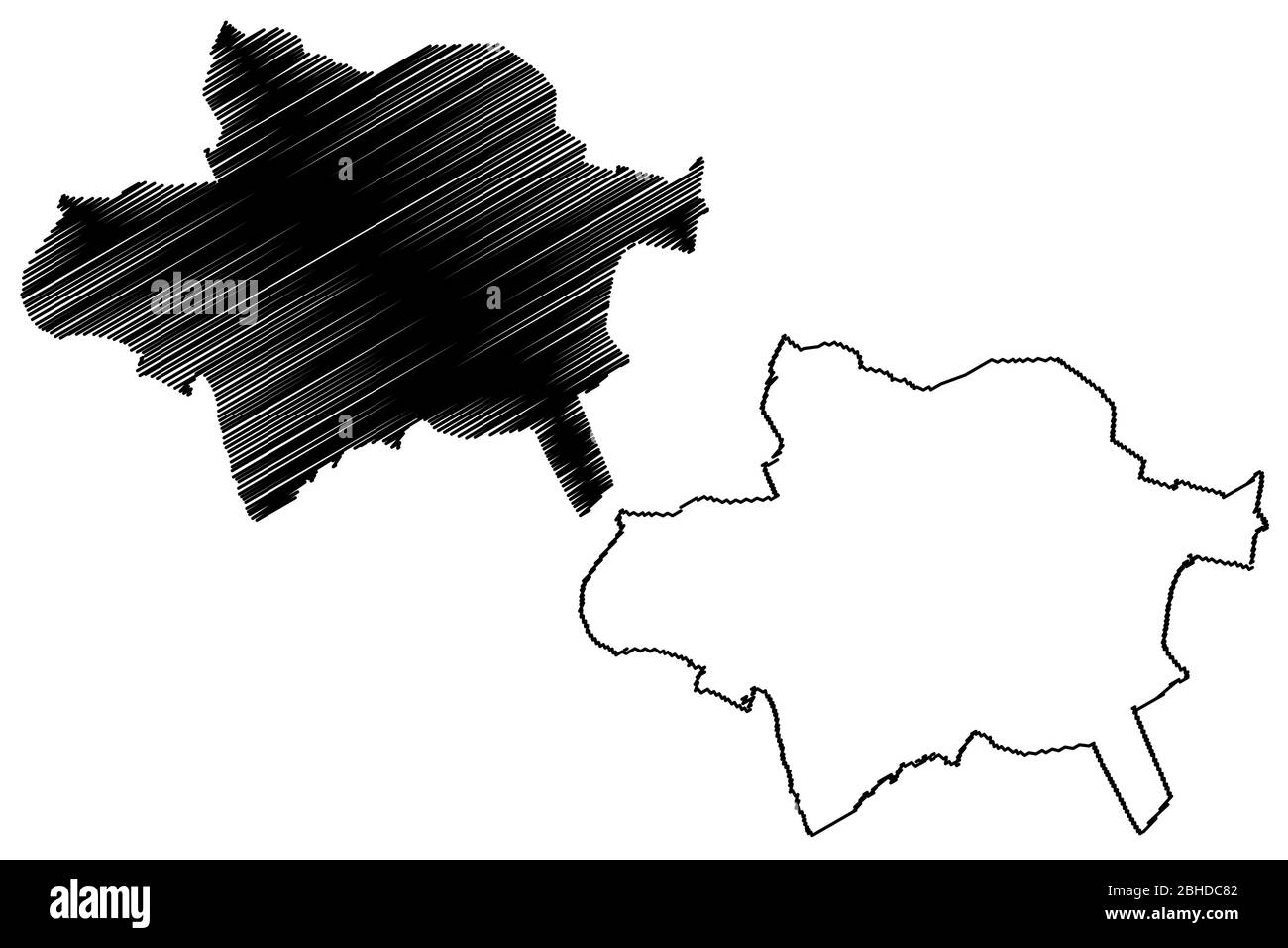 Maladziecna City (République du Bélarus, Biélorussie, Biélorussie ou Belorussia, Minsk Voblast) illustration vectorielle de carte, esquisse de gribble City of Maladzyechna map Illustration de Vecteur