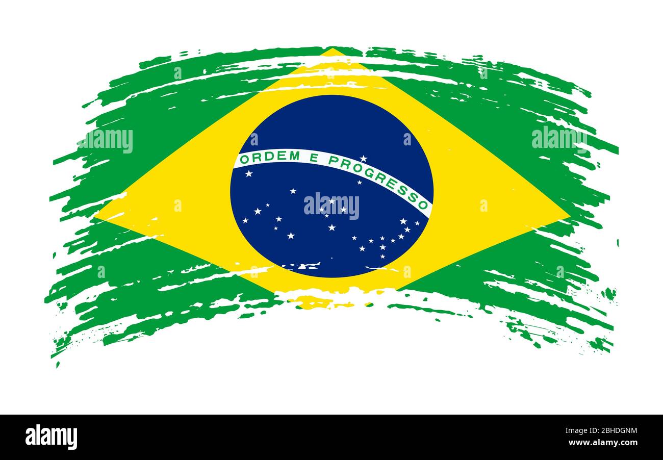 Drapeau brésilien en contour de pinceau grunge, image vectorielle Illustration de Vecteur