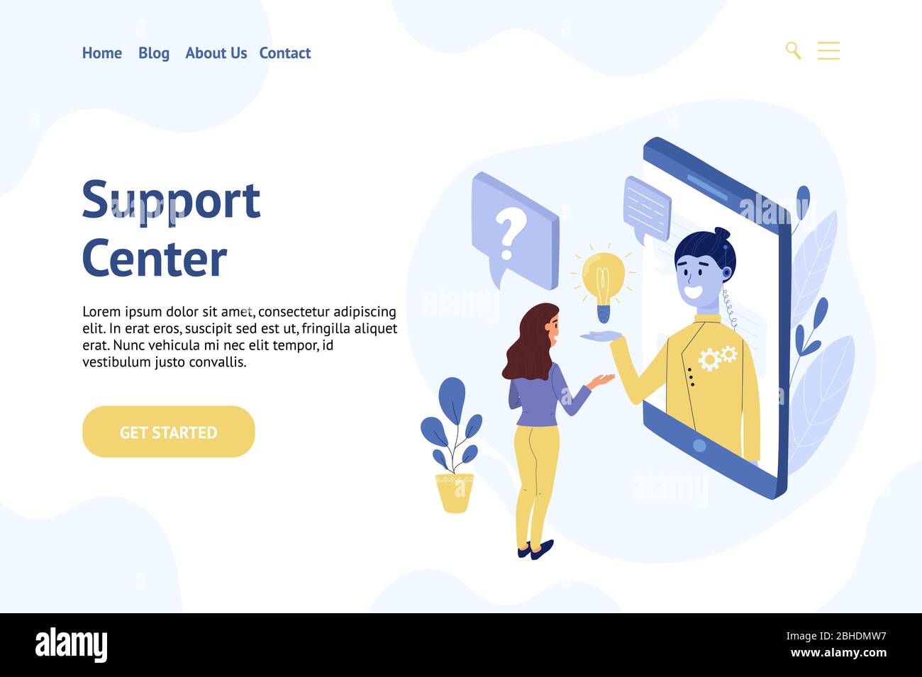 Femme discutant avec un concept de chat plat. Modèle d'en-tête de site Web Illustration de Vecteur