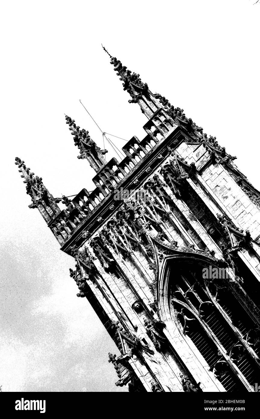 L'une des deux tours ouest de York Minster. Banque D'Images