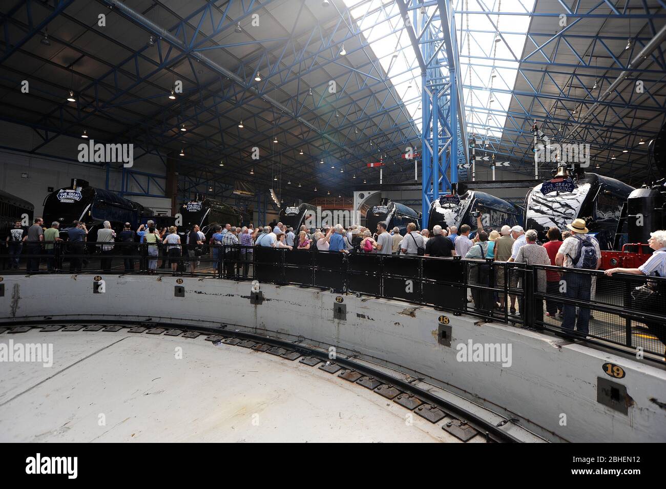 De gauche à droite :- Sir Nigel Gresley, Dwight D. Eisienhower, Union de l'Afrique du Sud, Bittern, Mallard Dominion du Canada. Les six survivants de la A 4 pacifique Banque D'Images