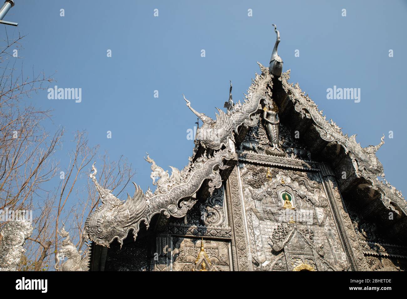 Temple de budhist argent Wat Sri Suphan à Chiang Mai, Thaïlande du Nord Banque D'Images