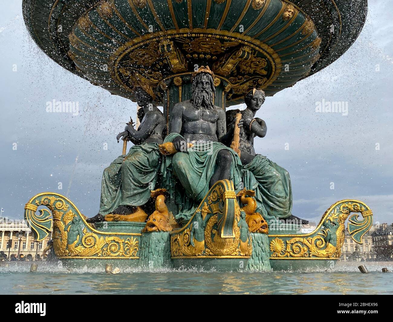 Détail Fontaine des mers, place de la Concorde, Paris, France - Fontaine des mers, place de la Concorde, Paris Banque D'Images