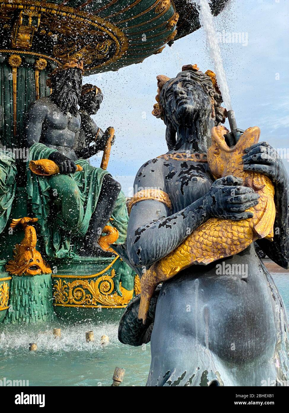 Détail Fontaine des mers, place de la Concorde, Paris, France - Fontaine des mers, place de la Concorde, Paris Banque D'Images