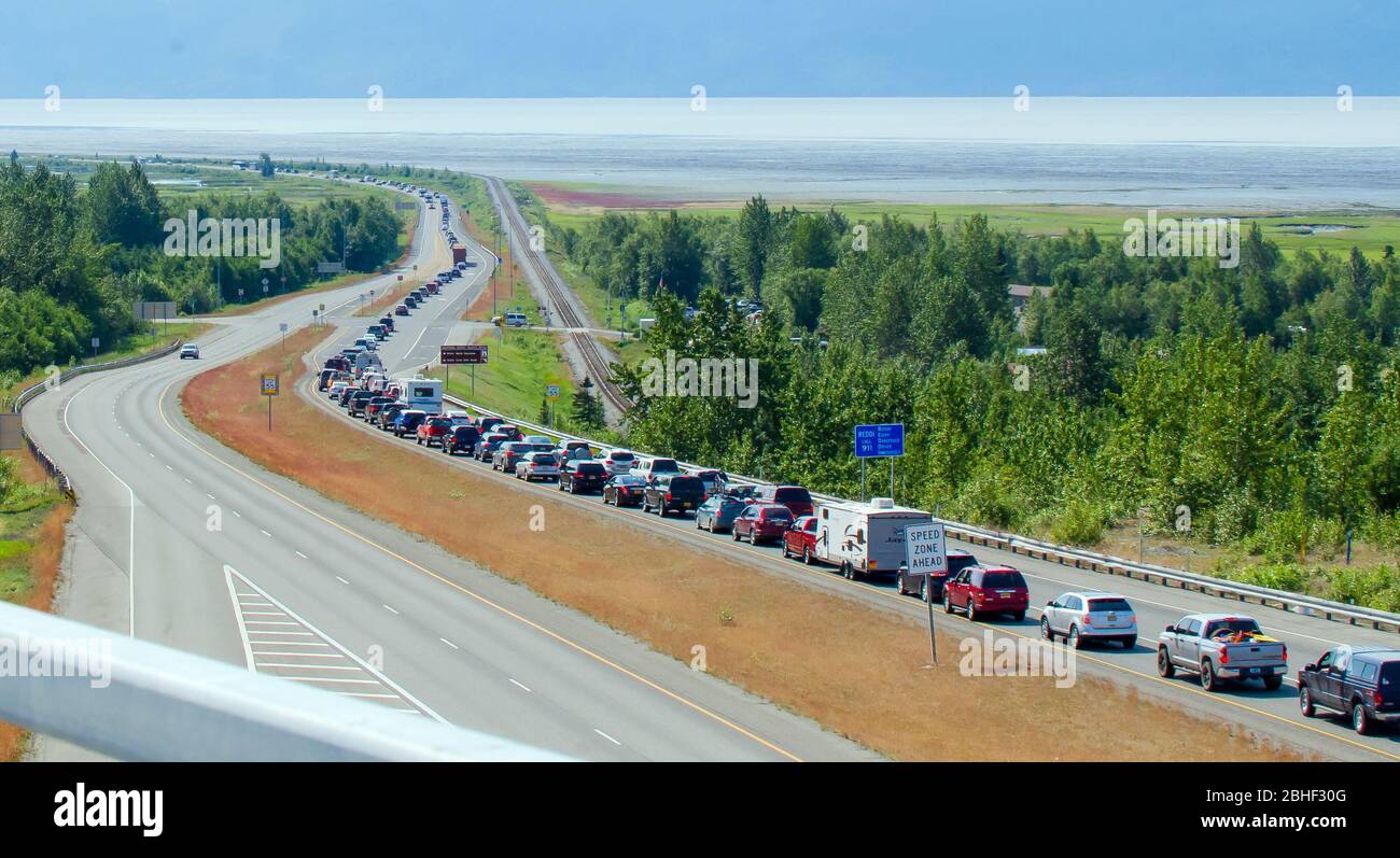 En allant au Kenai Peninusla d'Anchorage pour le 4 juillet week-end Banque D'Images