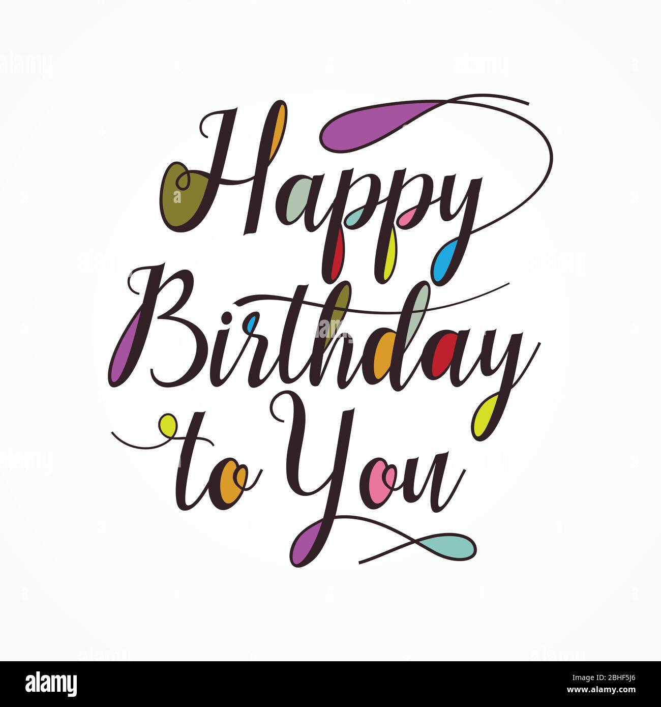 L'inscription Happy Birthday. Une Carte De Voeux Avec Calligraphie.  Illustration de Vecteur - Illustration du illustration, confettis: 220195929