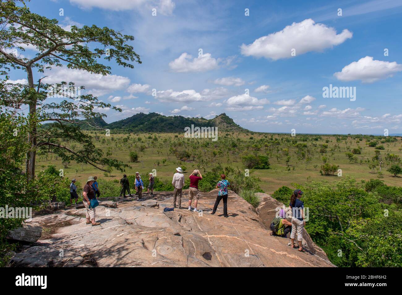 Les touristes dans la réserve de jeu Sai près d'Accra, Ghana. Banque D'Images