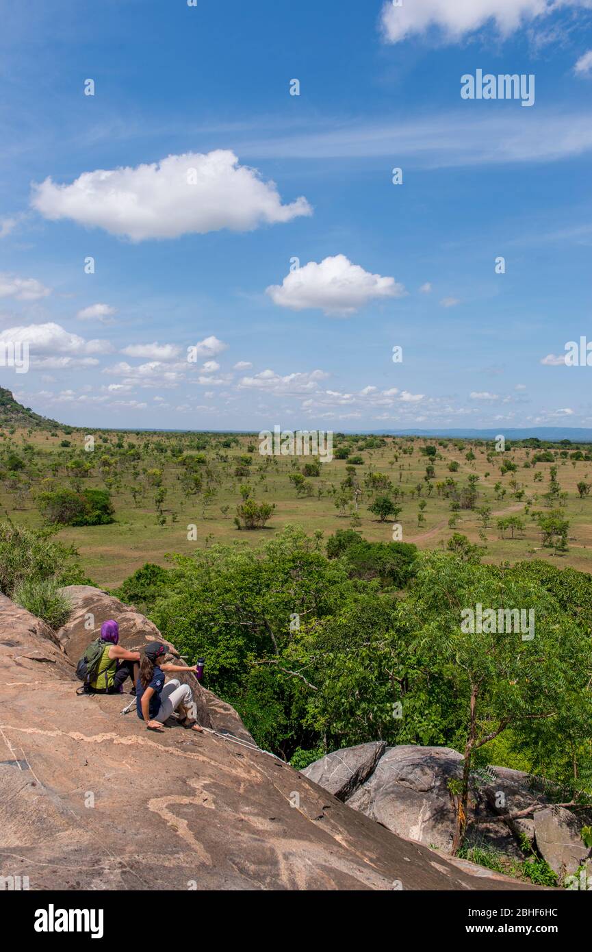 Les touristes dans la réserve de jeu Sai près d'Accra, Ghana. Banque D'Images