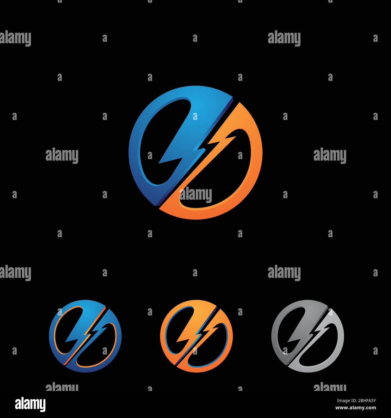 Tonnerre en relief avec couleur de variation pour votre meilleur symbole d'entreprise. Elément de modèle de conception d'icône thunder tridimensionnel de tension de danger électrique. Vecteur malade Illustration de Vecteur