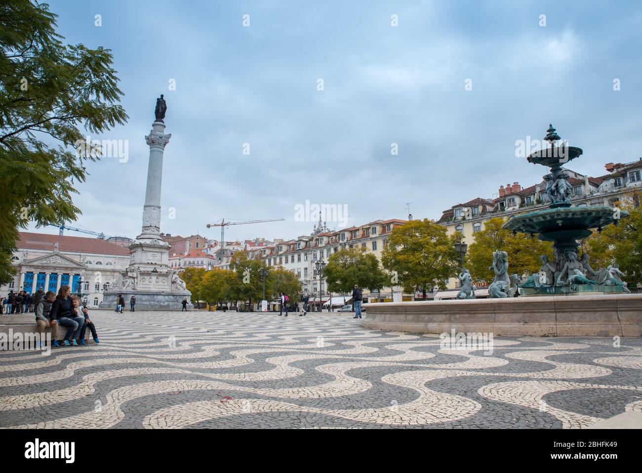 1er mars 2017. Lisbonne, Portugal: Visite familiale d'une place du commerce de Lisbonne. Banque D'Images