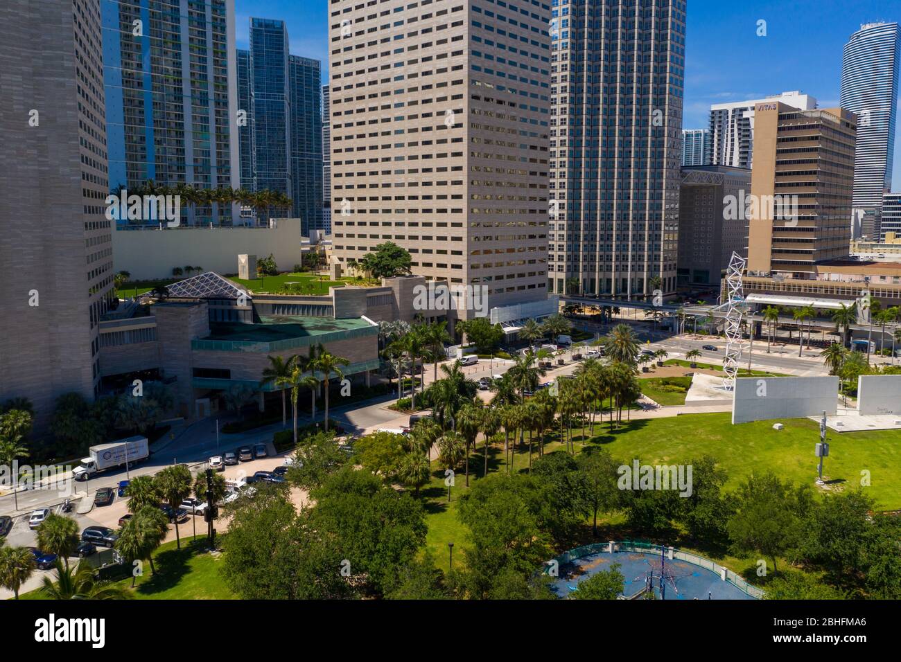 Photo aérienne Chopin Plaza Downtown Miami FL Banque D'Images