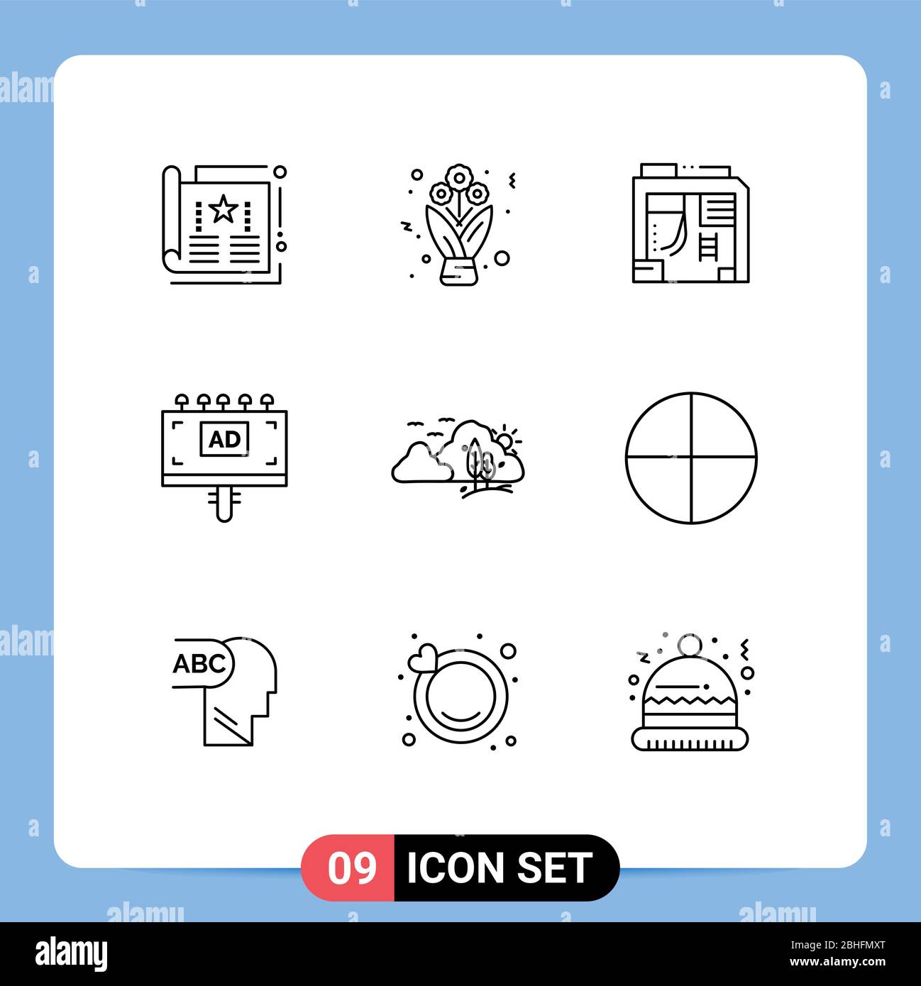 9 interface utilisateur Présentation Pack de signes et symboles modernes de montagne, de planche, de roses, de publicité, d'éléments de conception vectoriel éditable par ordinateur Illustration de Vecteur