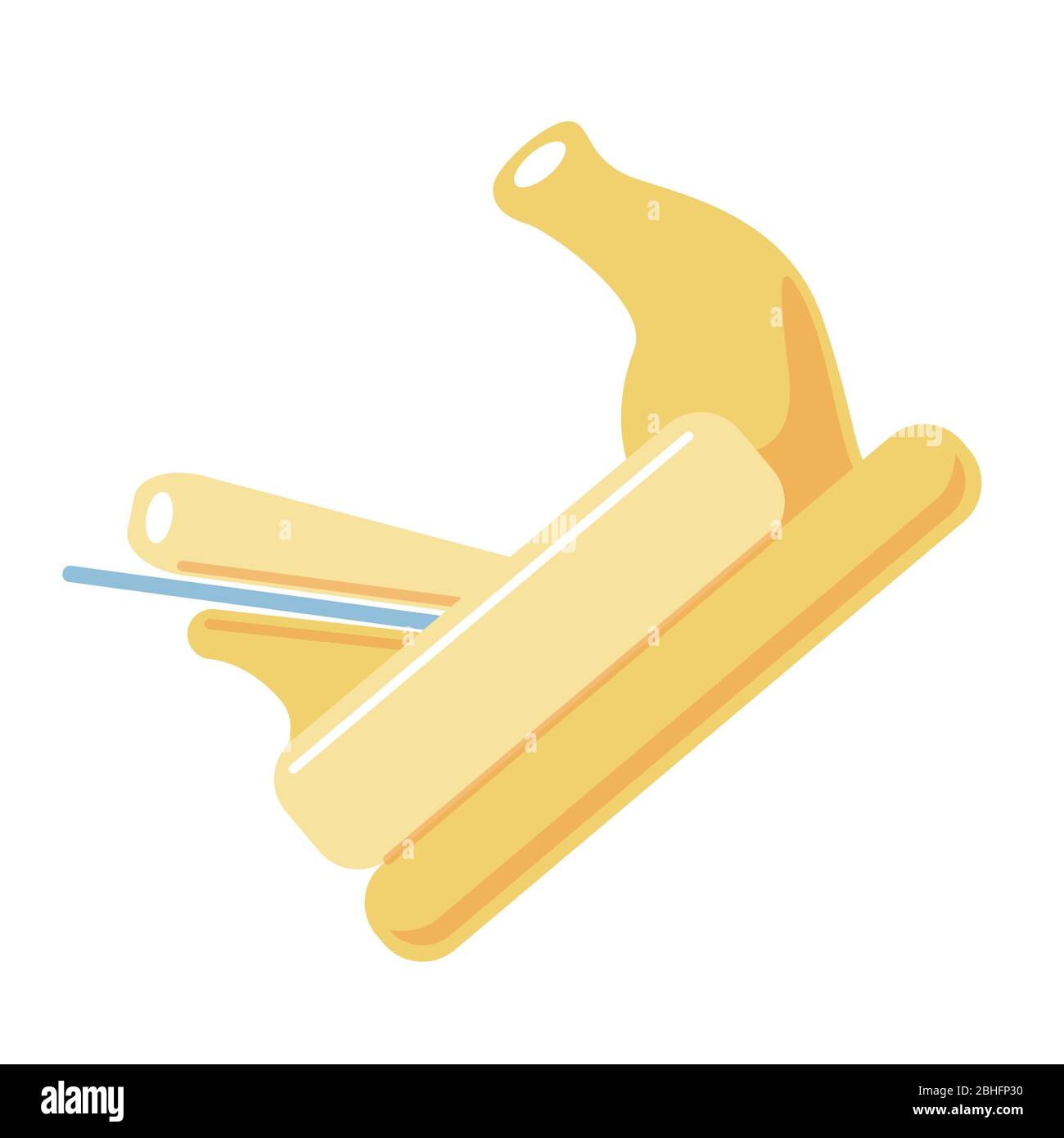 Icône vecteur plan frotter. Plan de cric isolé sur fond blanc. Élément des outils de construction. Dessin de la hache de dessin animé. Illustration de l'instrument de menuisier de jointer à la main. Logo travail bois simple Illustration de Vecteur