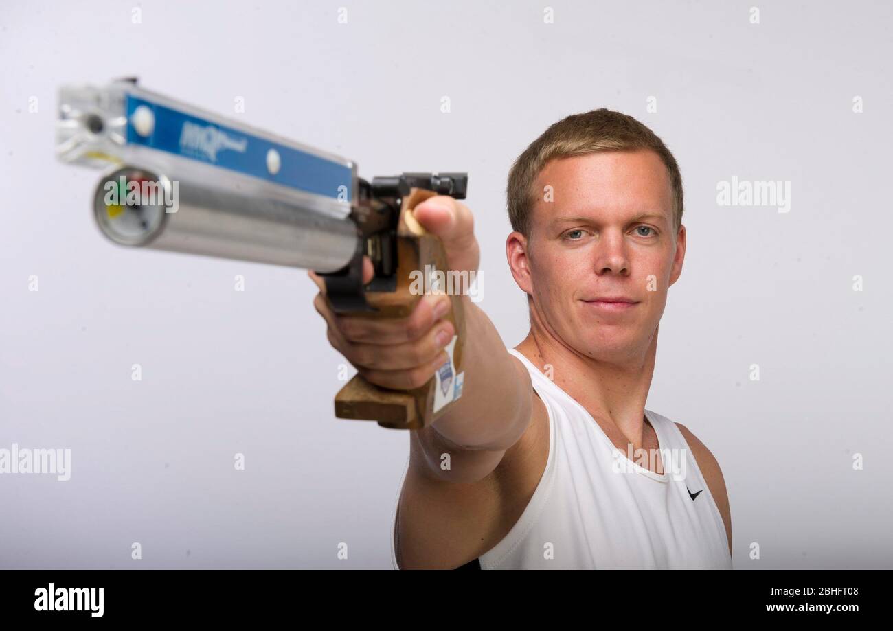 Pentathlete Dennis Bowsher au Team USA Media Summit à Dallas, au Texas, avant les Jeux Olympiques de Londres 2012. 14 mai , 2012 ©Bob Daemmrich Banque D'Images