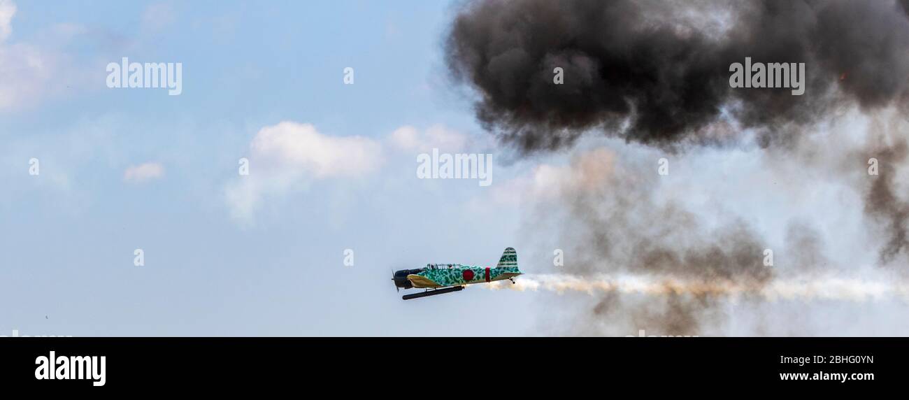 Les avions d'époque commémoratifs de la Force aérienne pour la deuxième Guerre mondiale sont réédiculés en 2019, Wings over Houston Airshow, à Ellington Field, à Houston, Texas. Banque D'Images