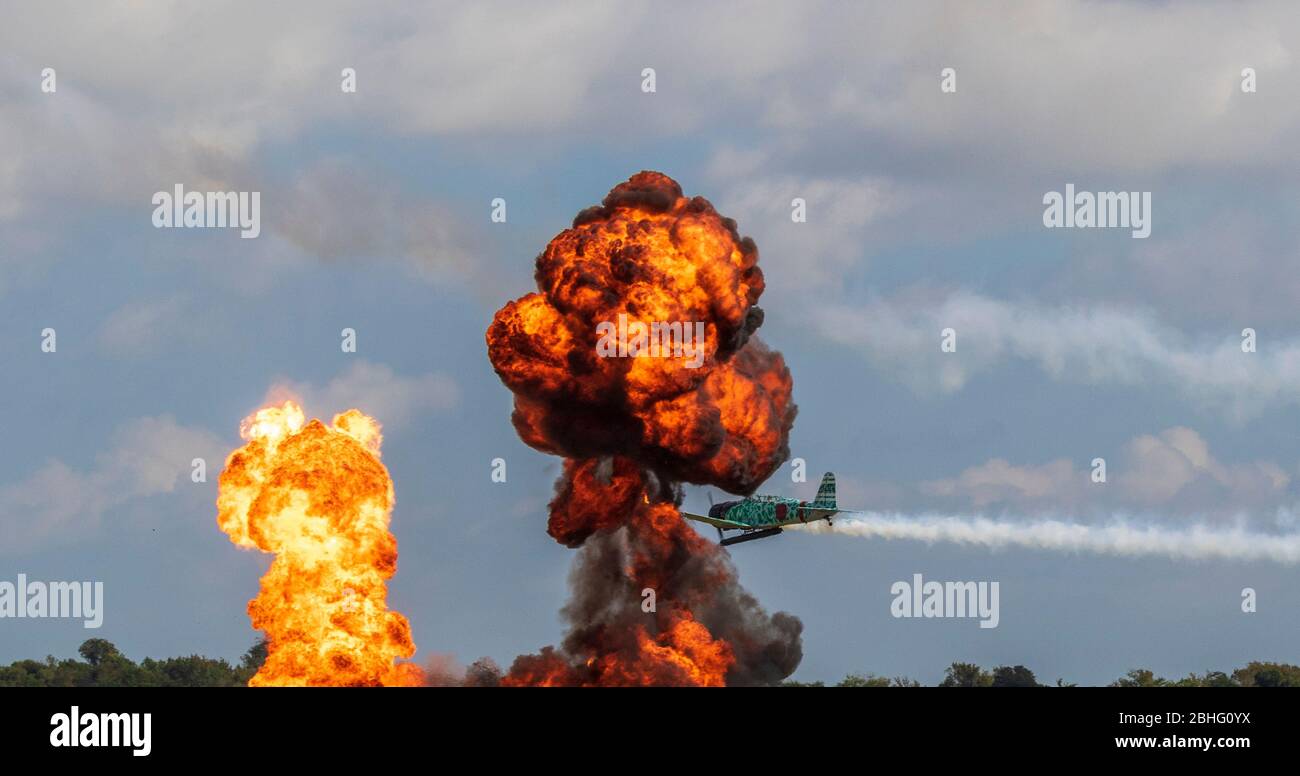 Les avions d'époque commémoratifs de la Force aérienne pour la deuxième Guerre mondiale sont réédiculés en 2019, Wings over Houston Airshow, à Ellington Field, à Houston, Texas. Banque D'Images