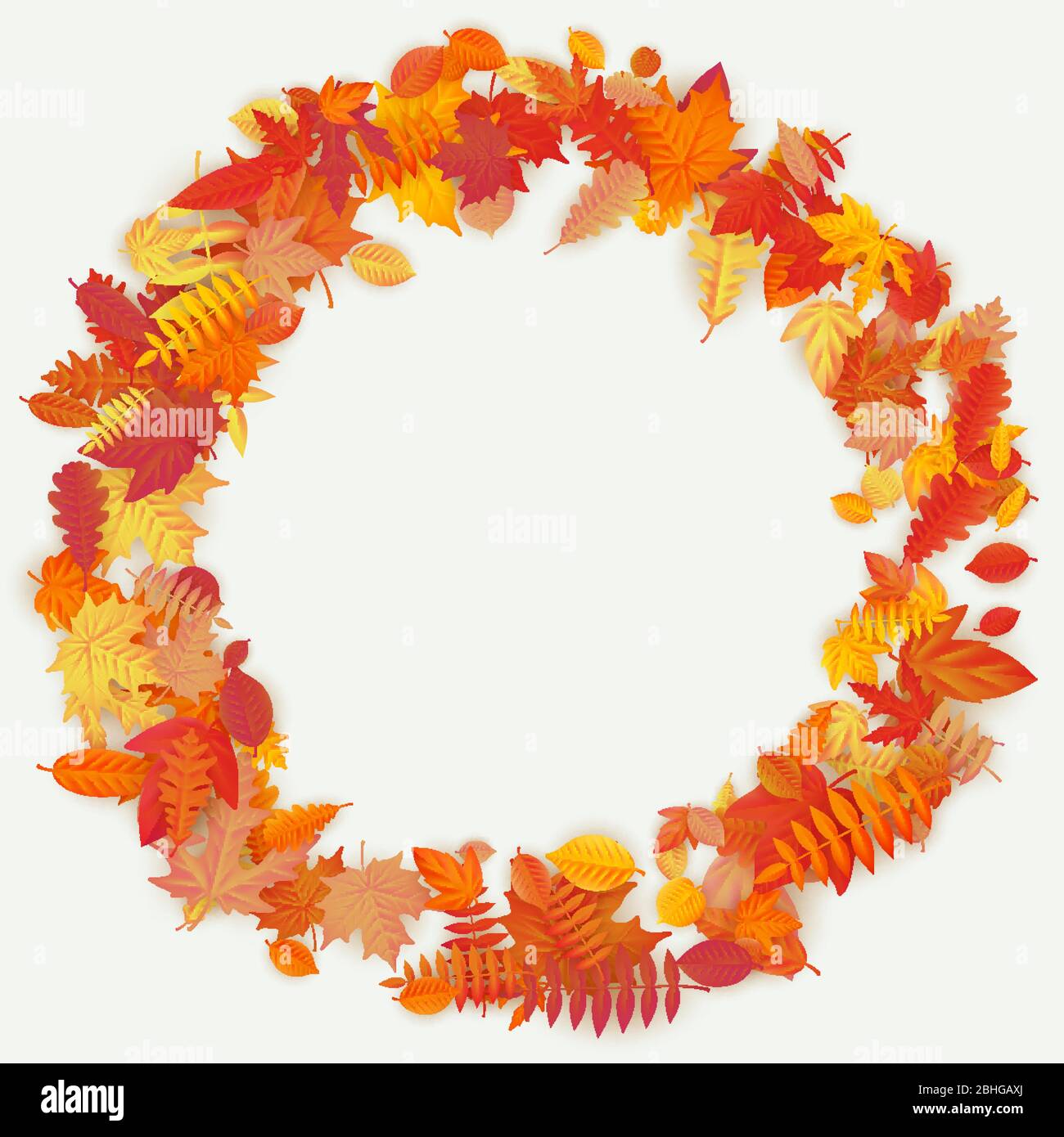 Couronne faite de fleurs d'automne et de feuilles sur fond clair. Composition automne. SPE 10 Illustration de Vecteur