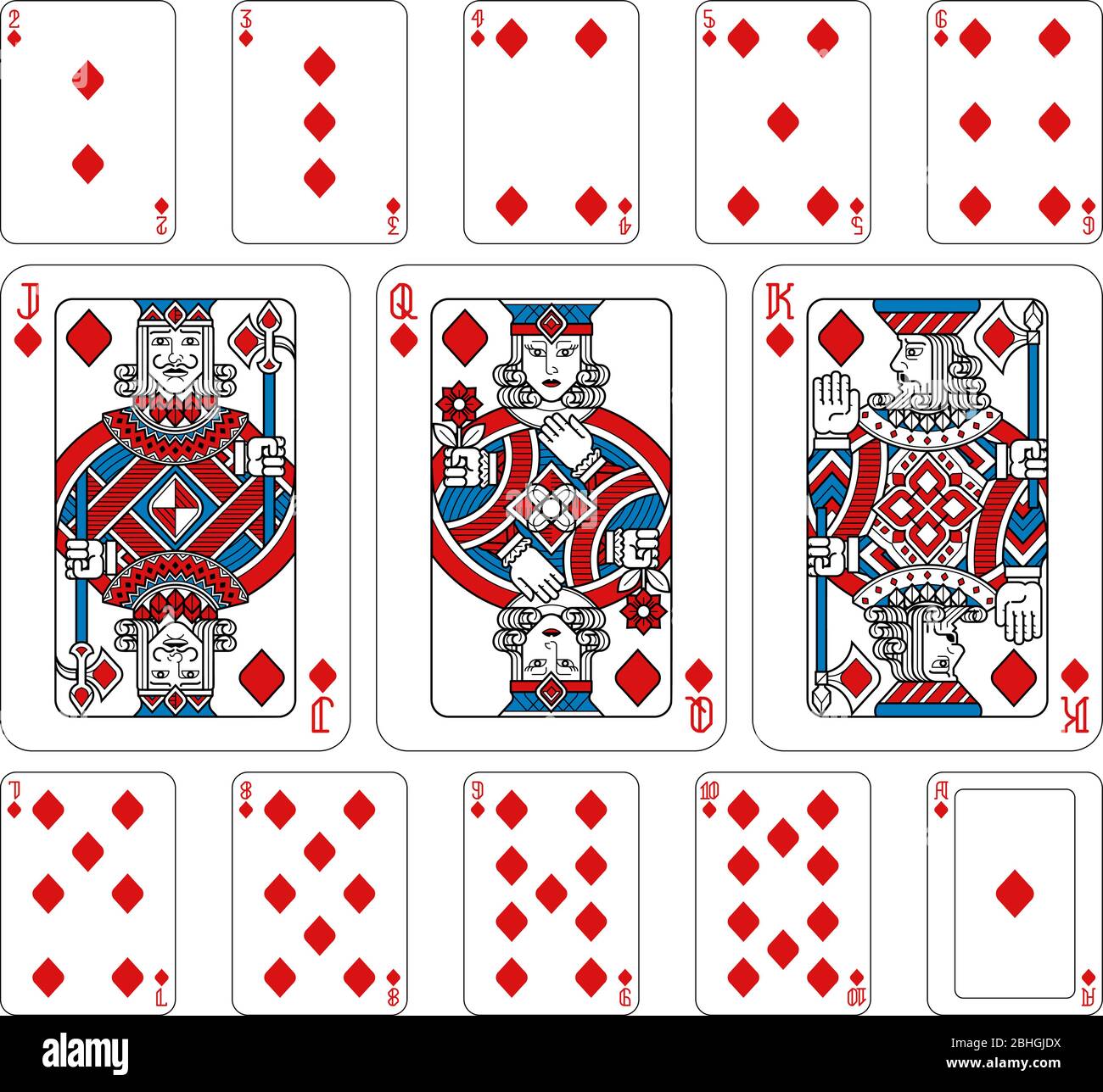 Cartes de jeu Diamonds Rouge Bleu et Noir Illustration de Vecteur