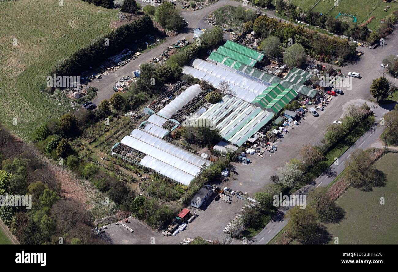 Vue aérienne du High Trees Garden Center à Horsforth, Leeds Banque D'Images