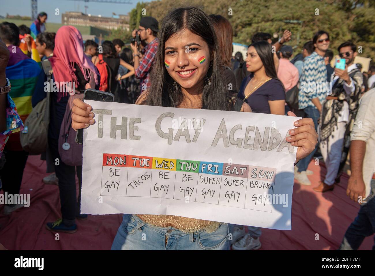 Mumbai / Inde 01 février 2020 les partisans LGBT ont une affiche lors d'un défilé de fierté gay à l'Azad Maidan samedi à Mumbai Maharashtra in Banque D'Images