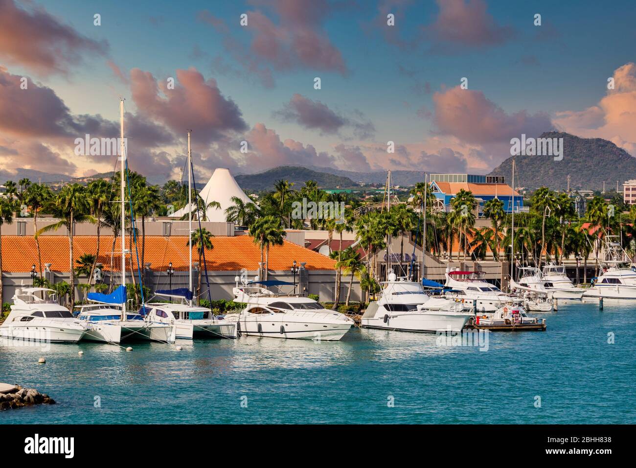 White Yachts dans le port d'Aruba Banque D'Images