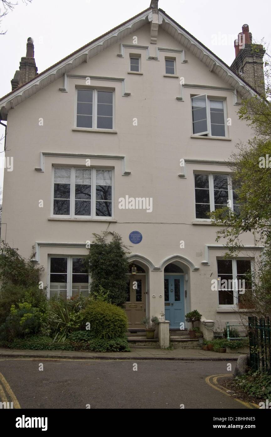 Le célèbre poète indien Rabindranath Tagore (1861 - 1941) vivait dans cette villa victorienne à la lisière de Hampstead Heath. Tagore a remporté le prix Nobel Banque D'Images