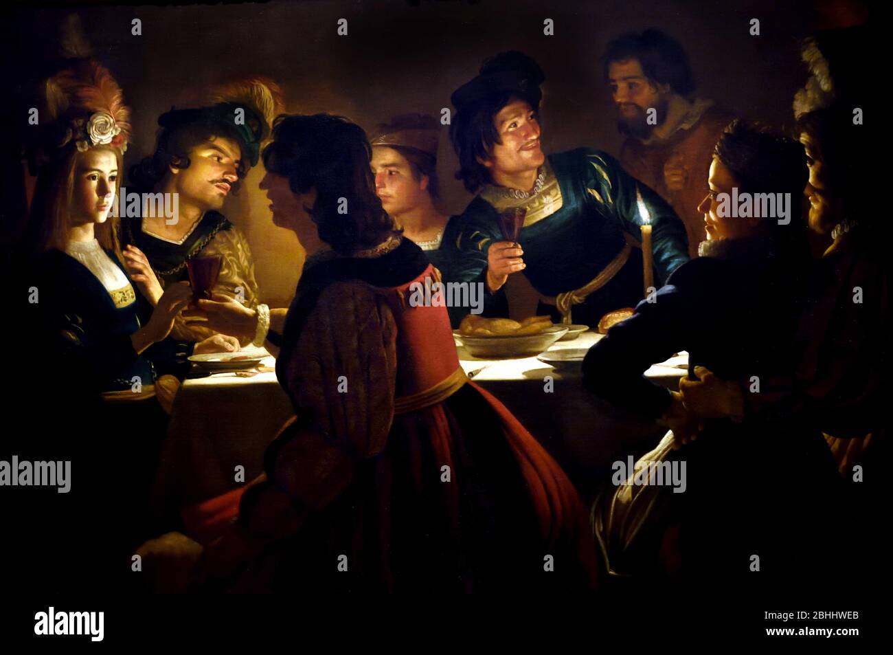 Cena di nozze - dîner de mariage Gherardo Delle Notti - Gerrit Honthorst ,1592-1656, le néerlandais, les Pays-Bas. Banque D'Images