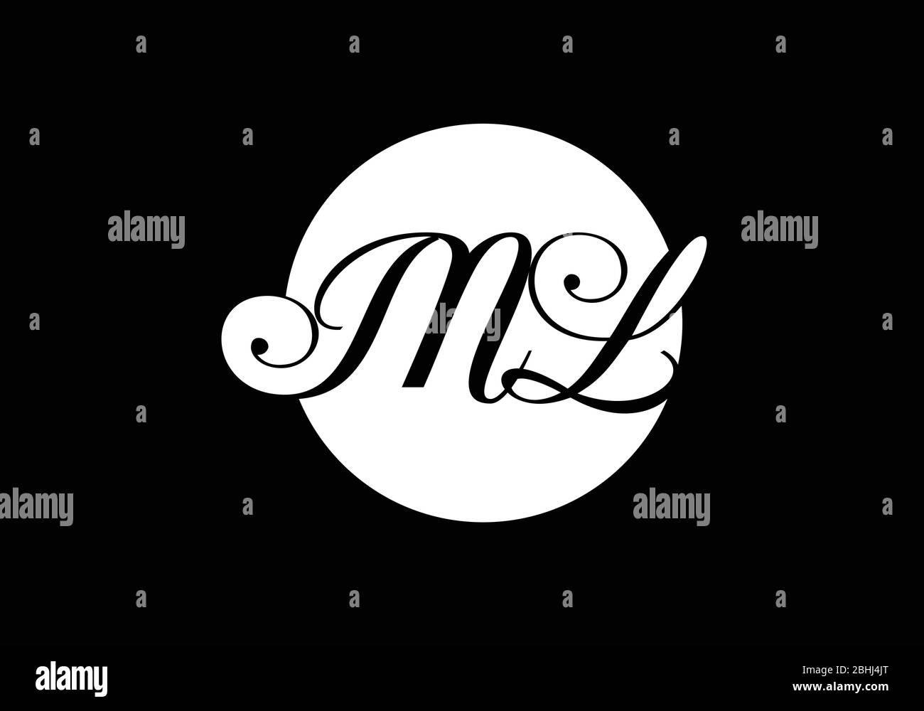 Modèle vectoriel de conception de logo M L lettre au monogramme initial. LOGO lettre ML Illustration de Vecteur