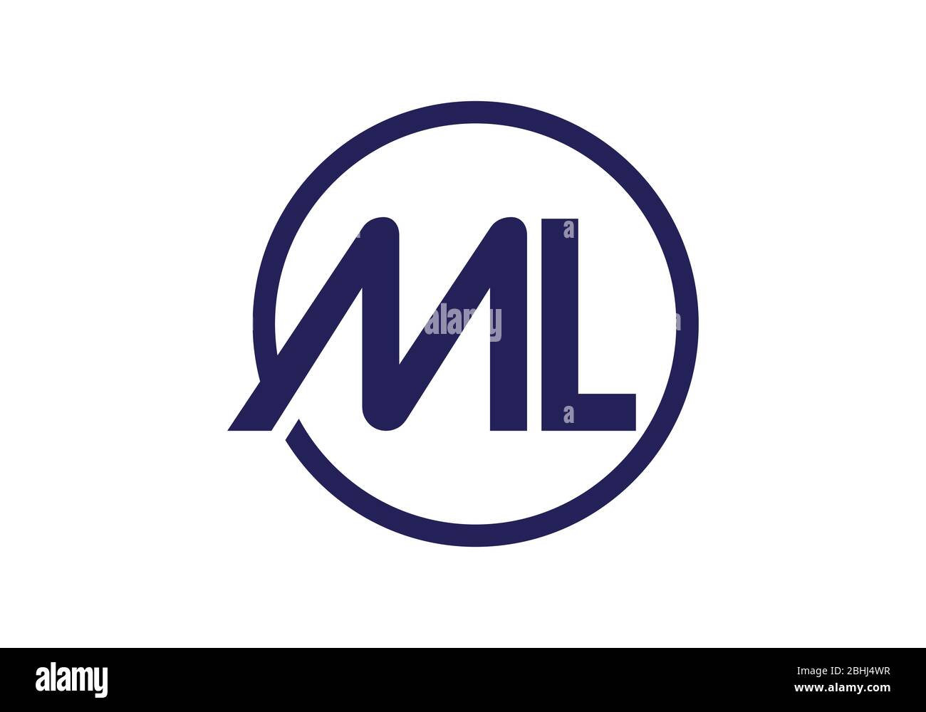 Modèle vectoriel de conception de logo M L lettre au monogramme initial. LOGO lettre ML Illustration de Vecteur