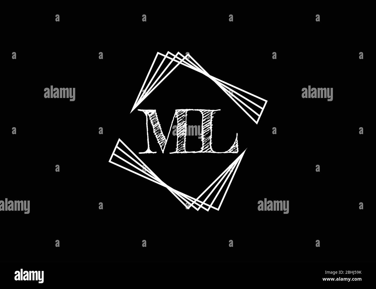 Modèle vectoriel de conception de logo M L lettre au monogramme initial. LOGO lettre ML Illustration de Vecteur