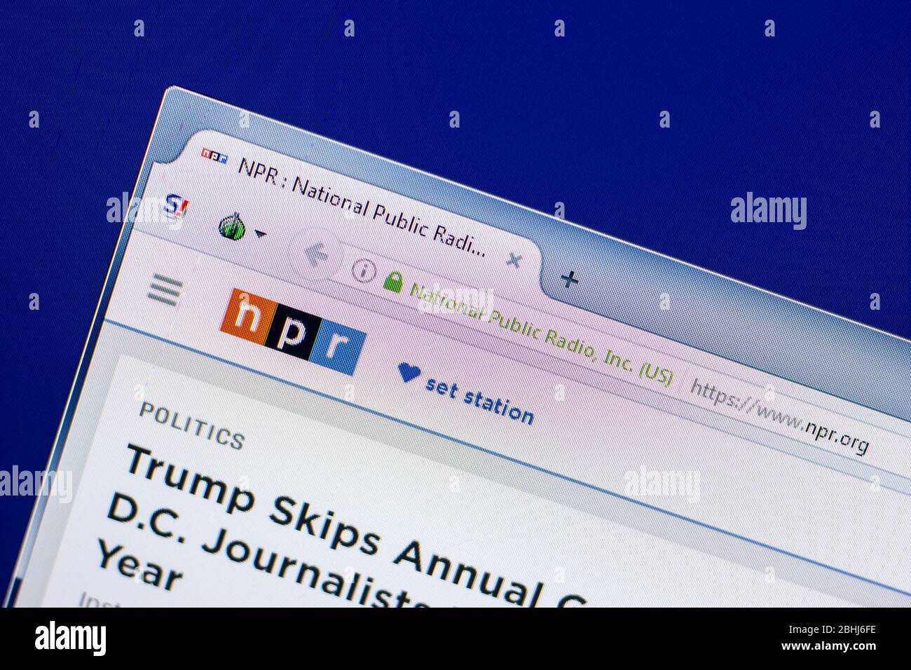 Ryazan, Russie - 29 avril 2018 : page d'accueil du site Web de la radio publique nationale sur l'affichage de PC, URL - NPR.org. Banque D'Images