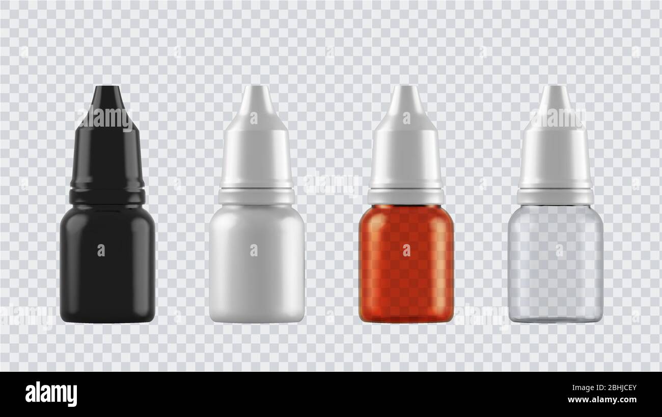 Flacons de maquette réalistes pour médicaments, comprimés, gouttes et vaporisateurs, etc. conteneurs médicaux vierges en plastique isolés sur fond transparent. Vecteur Illustration de Vecteur