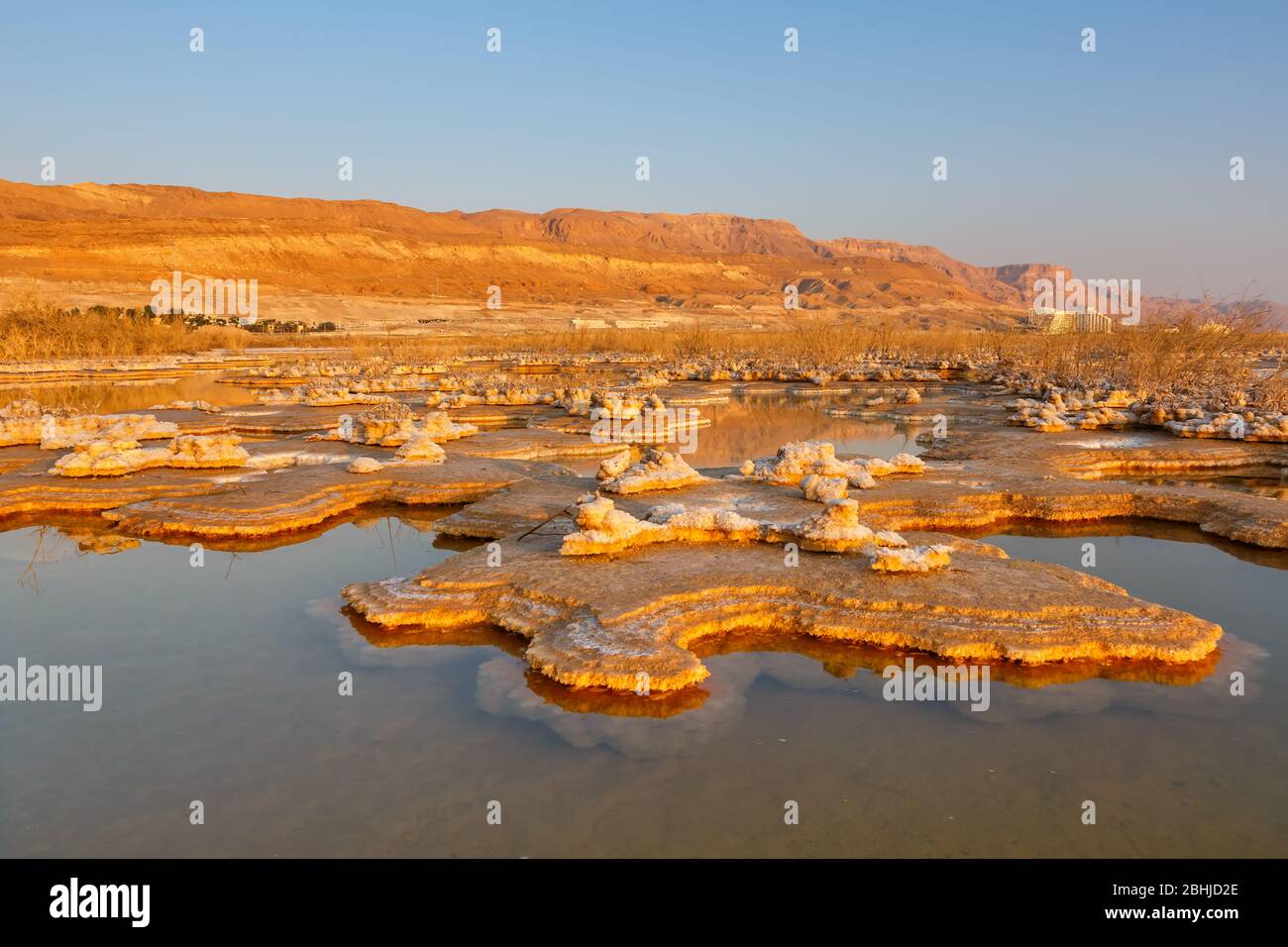 Lever du soleil à la mer Morte Israël désert paysage aube paysage sel matin nature Voyage Banque D'Images